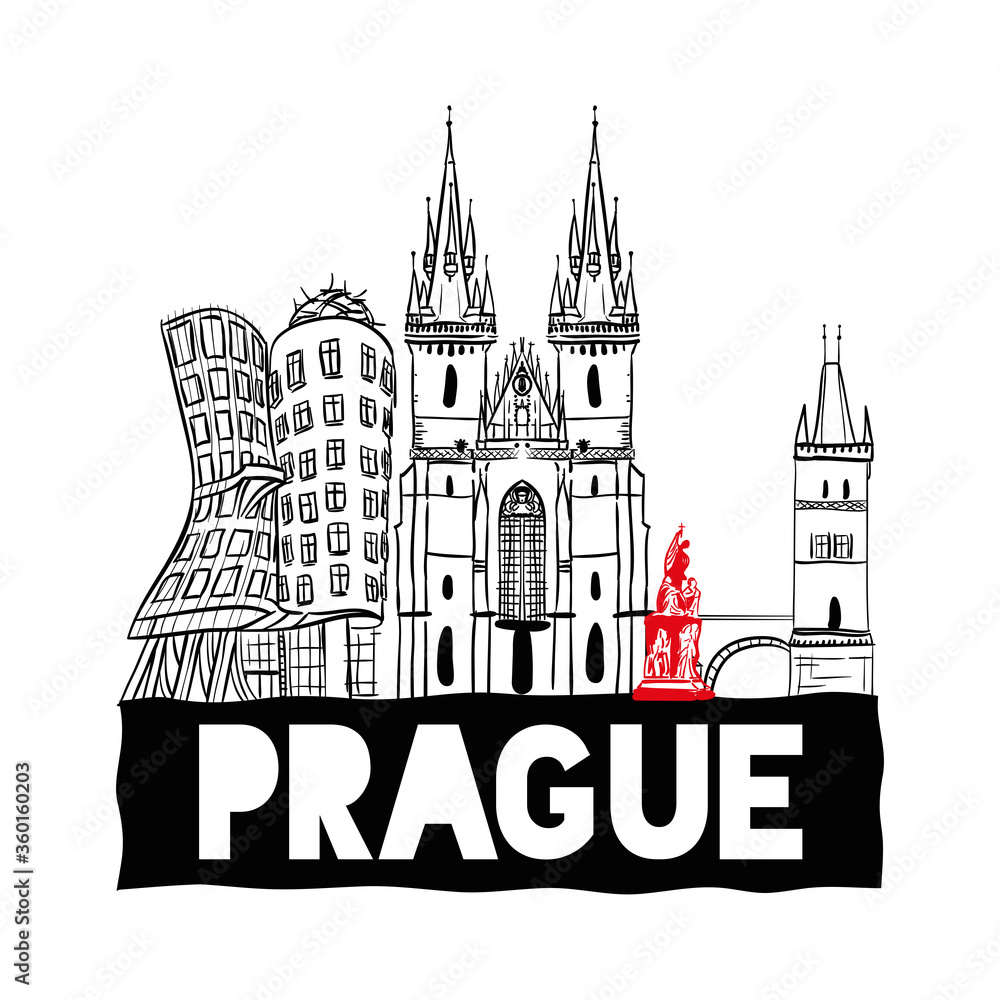 Prague hand drawn skyline. vector illustration EPS 10. Prague hand drawn skyline. vector illustration EPS 10.