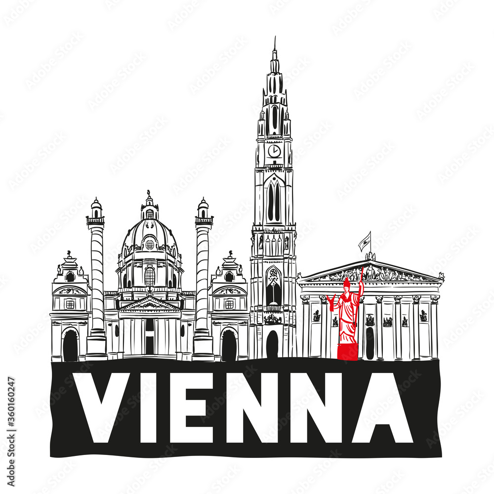 Vienna hand drawn skyline. vector illustration EPS 10.