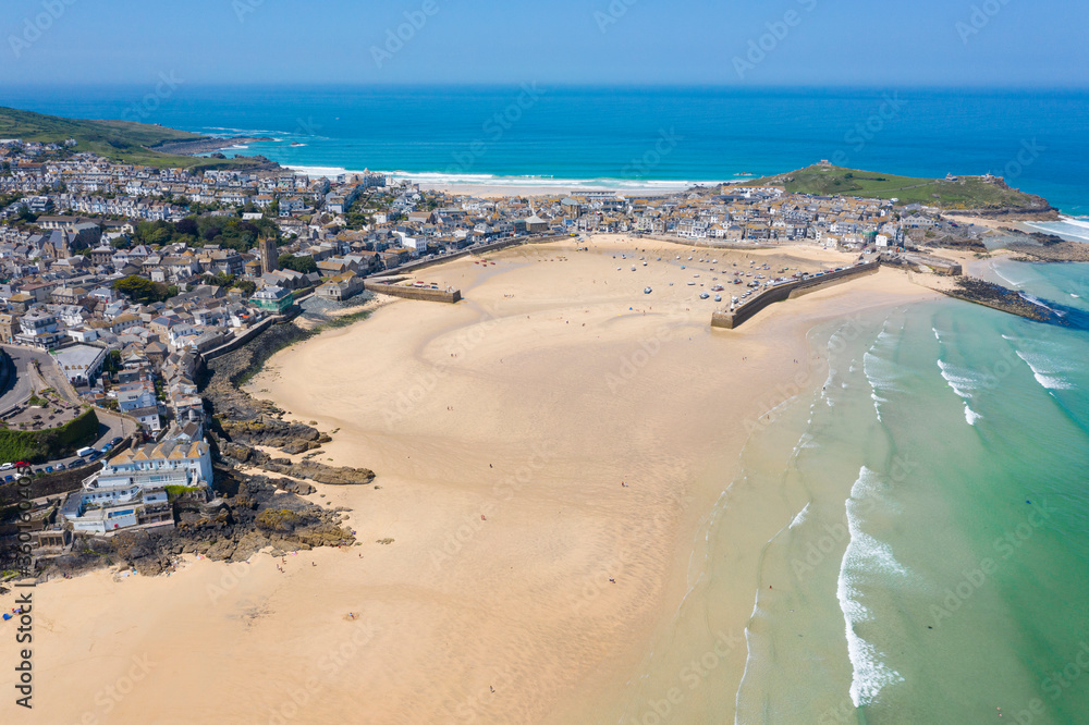 Aerial Photograph of St Ives, Cornwall, England in the sun Aerial Photograph of St Ives, Cornwall, England in the sun