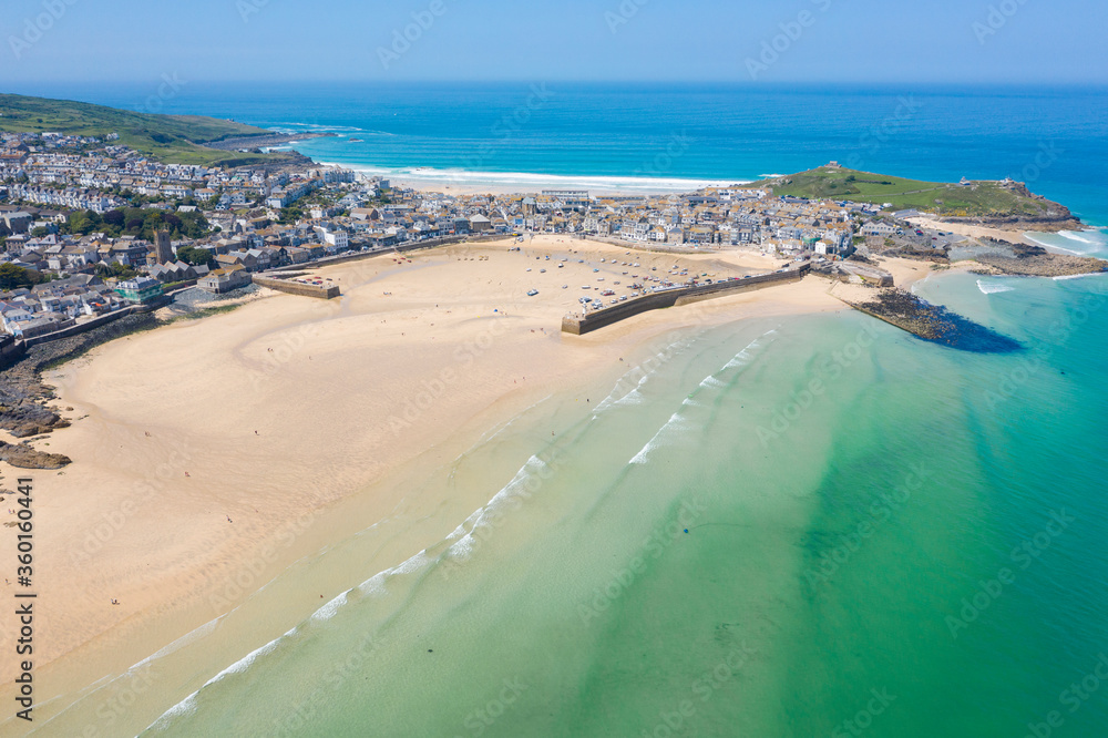 Aerial Photograph of St Ives, Cornwall, England in the sun