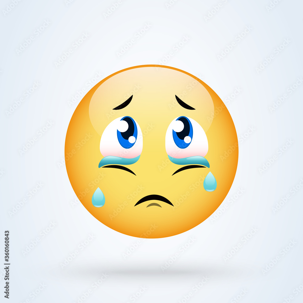 Fototapeta premium Crying sad emoticon, emoji vector illustration. Sad smiley emoticon