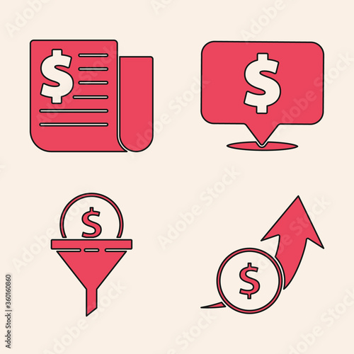 Set Financial growth and coin, Financial news, Speech bubble with dollar and Lead management icon. Vector.