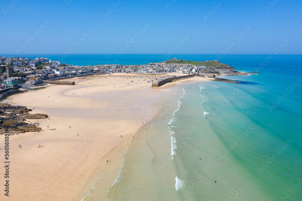 Aerial Photograph of St Ives, Cornwall, England in the sun Aerial Photograph of St Ives, Cornwall, England in the sun