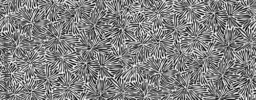 Hand drawn seamless pattern. Vector flower texture, endless background painted by ink. Black and white abstract grunge sketch