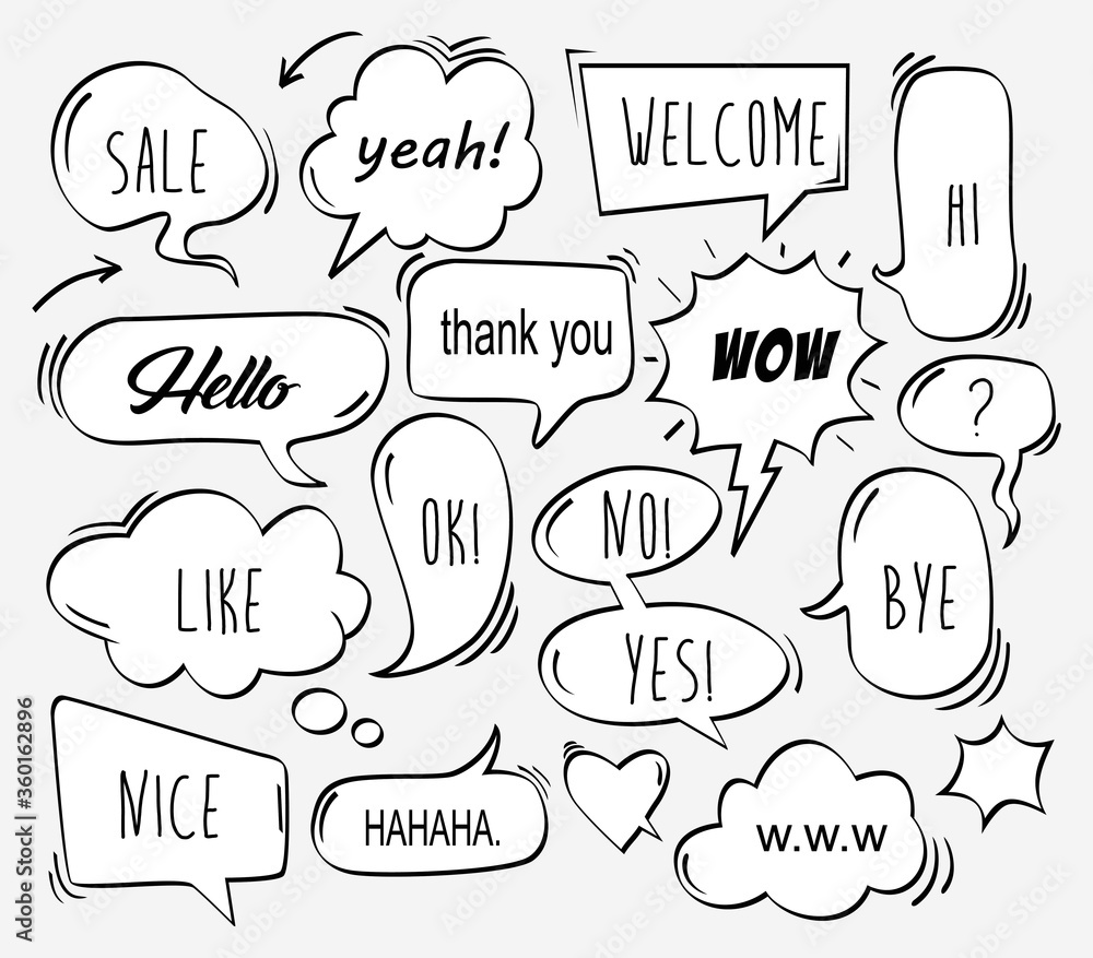 Big set comic speech bubbles with element background style pop art Big set comic speech bubbles with element background style pop art