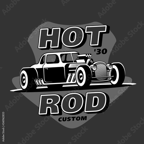 Retro Hot Rod Custom emblem logo vector illustration