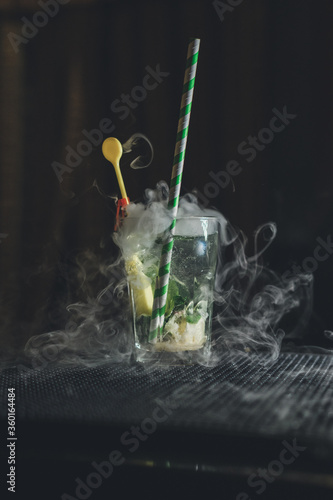 Shot of smoking cocktail