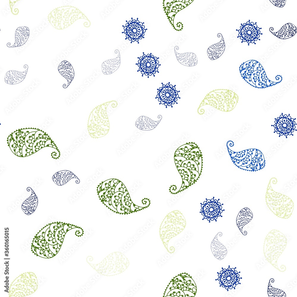 Light Green vector seamless abstract backdrop with leaves and flowers. Leaves, flowers in natural style on white background. Pattern for design of fabric, wallpapers. Light Green vector seamless abstract backdrop with leaves and flowers. Leaves, flowers in natural style on white background. Pattern for design of fabric, wallpapers.