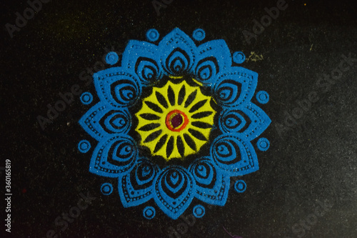 Konstfotografi A closeup view of colorful rangoli in india, in the celebration of diwali, holi, sankranti festival
