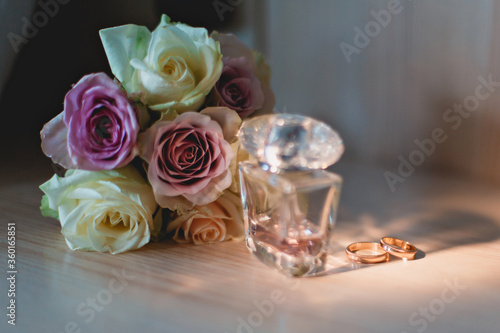 wedding rings and roses