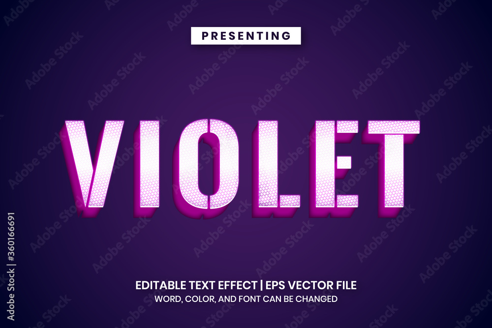 glowing white violet metal text effect