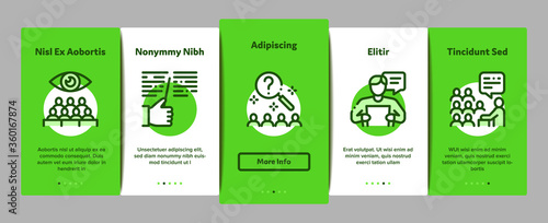 Seminar Conference Onboarding Mobile App Page Screen Vector. Seminar In Meeting Room, Online Communication And Presentation, Speaker And Lector Color Illustrations