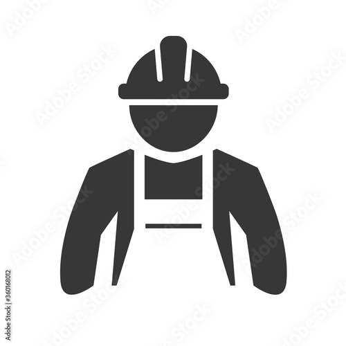 Construction worker with safety helmet - icon vector illustration - builder and craftsman symbol