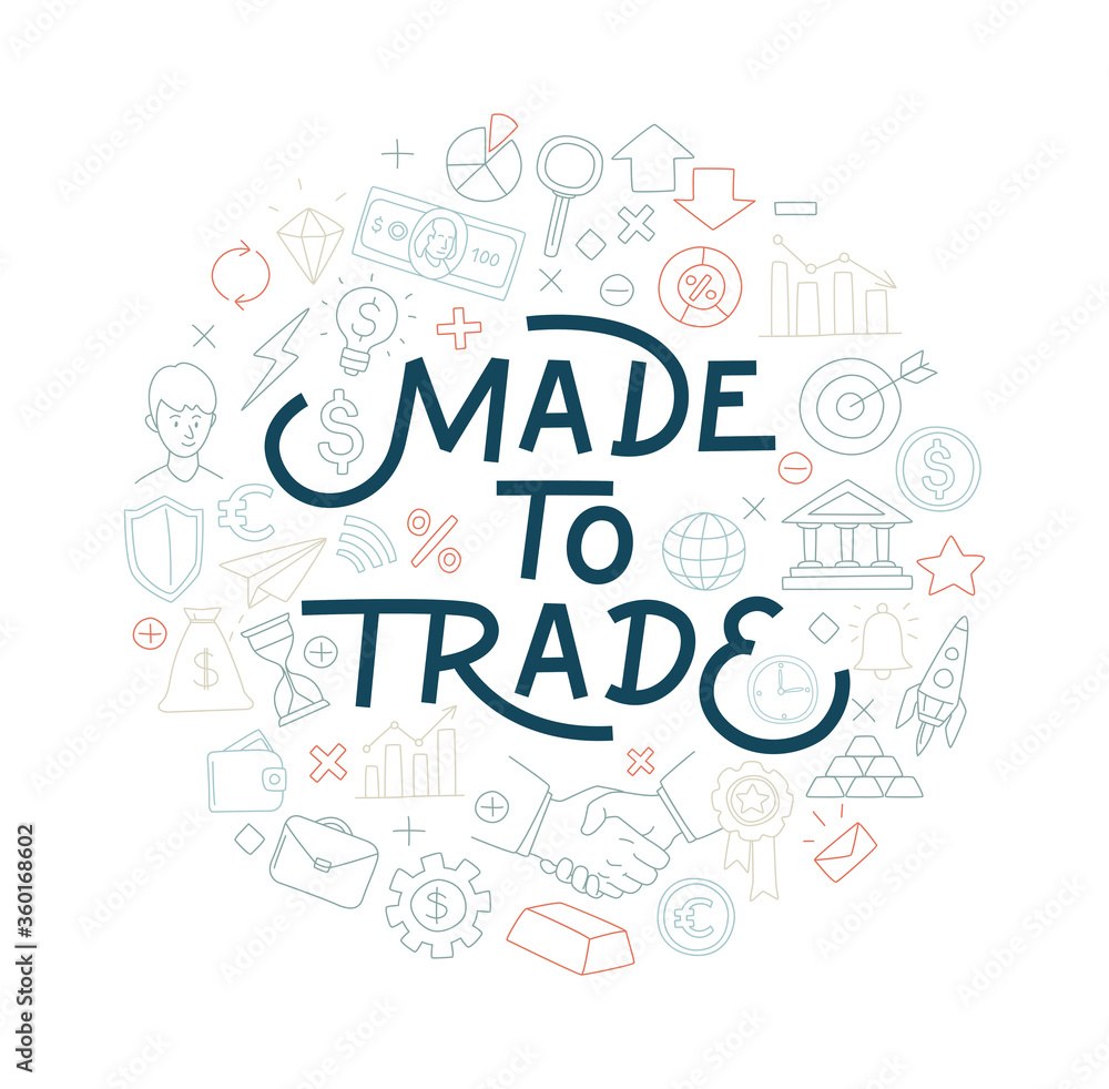 Trading exchange round pattern background. Made to trade handwritten lettering. Trading exchange round pattern background. Made to trade handwritten lettering.
