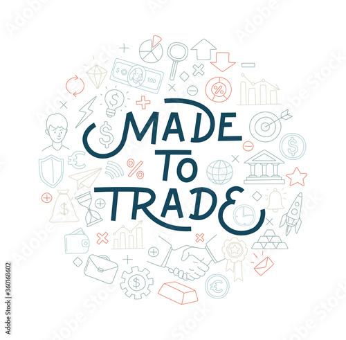 Trading exchange round pattern background. Made to trade handwritten lettering.