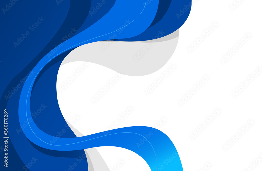 Sfondo blu e bianco con onde, curve per il web design moderno - obrazy, fototapety, plakaty 