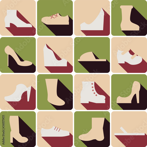 shoes icon set with shadows