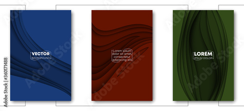Minimal covers paper cut design. Cool halftone gradients. Future wave template banner. vector EPS10