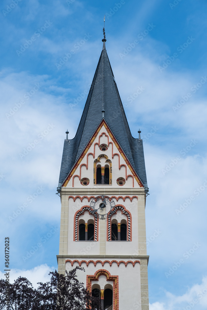 Tower of the St. Remigius church in Ingelheim / Germany on the Rhine
