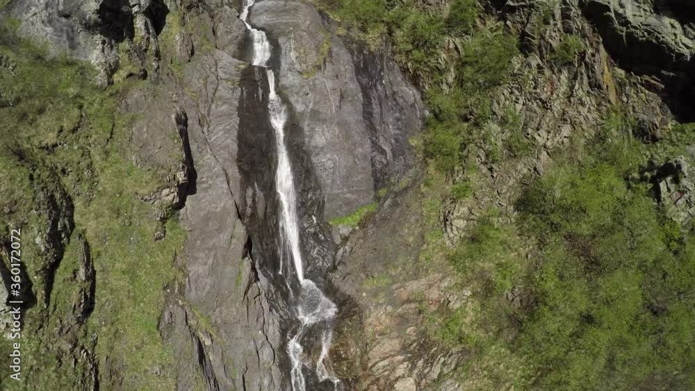 Caucasus, Ossetia. Midagrabin Gorge. Waterfalls on the slope of Mount Donchent. Caucasus, Ossetia. Midagrabin Gorge. Waterfalls on the slope of Mount Donchent.
