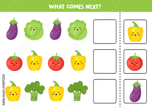 Which vegetable comes next. Educational logical game.
