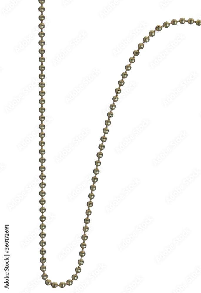 Fragment of a metal chain for jewelry on a white background. Isolated Fragment of a metal chain for jewelry on a white background. Isolated