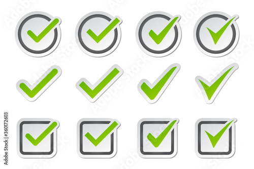 Set of check mark icon on a white background