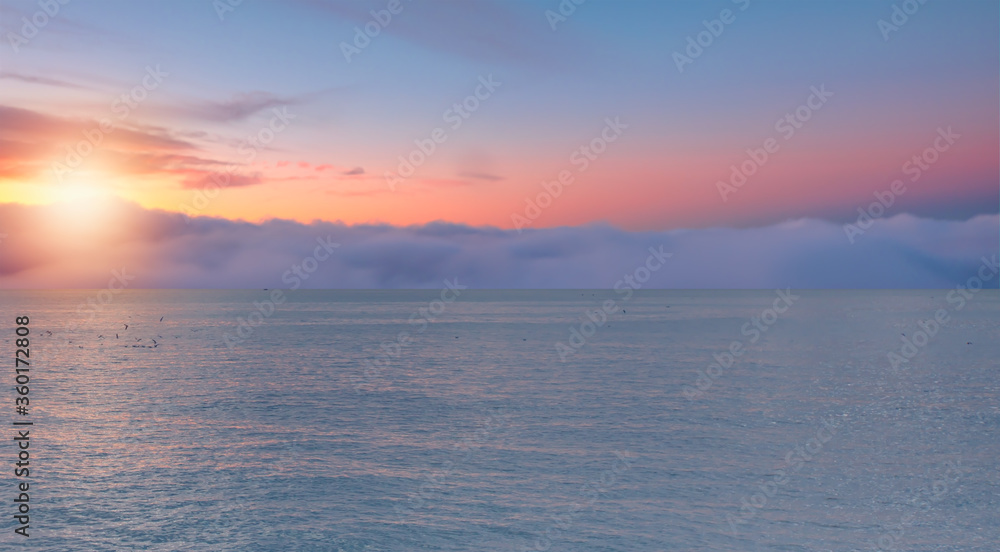 Spectacular sunset over the sea, coast of Alanya Turkey
