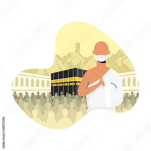 Hajj pilgrimage with man in kaaba scene