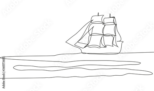 continuous line drawing of sailboat