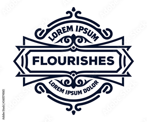 Luxury Logo template flourishes ornament lines. Business identity for Restaurant, Royalty, Boutique, Cafe, Hotel, Heraldic and other. Vector layered