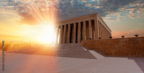Anitkabir - Mausoleum of Ataturk at sunset, Ankara Turkey