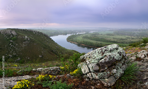 mountains two sisters and the river Seversky Donets in the Rostov region after rain