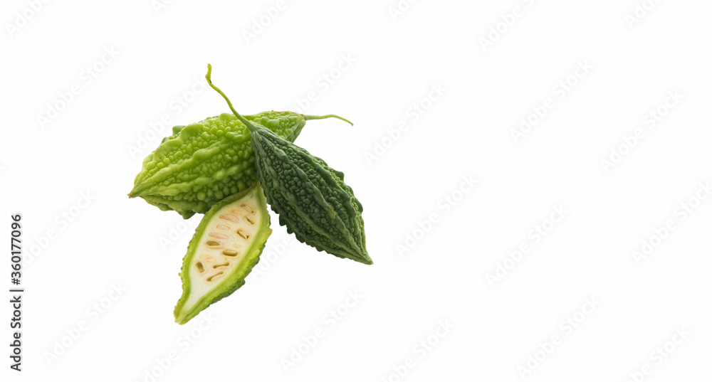 Obraz premium Bitter gourd is a green and fresh fruit, suitable for healthy cooking.