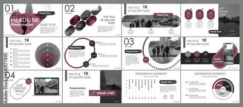 Abstract white, burgandy, slides. Brochure cover design. Fancy info banner frame. Creative set of infographic elements. Urban. Title sheet model set. Modern vector. Presentation templates, corporate.