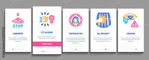 Sexual Harassment Onboarding Mobile App Page Screen Vector. Victim And Woman Sexual Harassment, Molestation And Assault, Violent And Inappropriate Color Illustrations