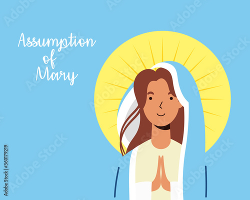 miraculous virgin assumption of mary with lettering