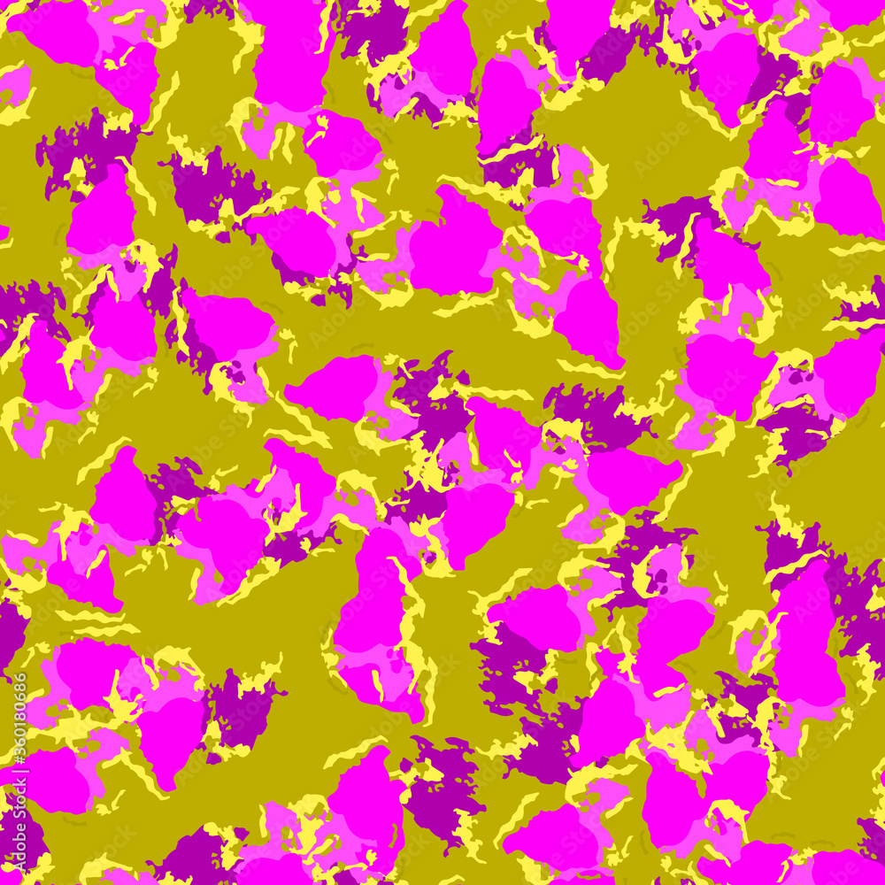 UFO camouflage of various shades of pink, yellow and violet colors UFO camouflage of various shades of pink, yellow and violet colors