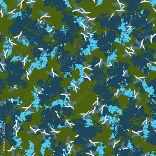 Sea camouflage of various shades of green, blue and white colors