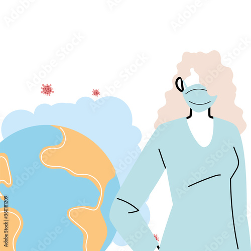 young woman with mask to prevent pandemic