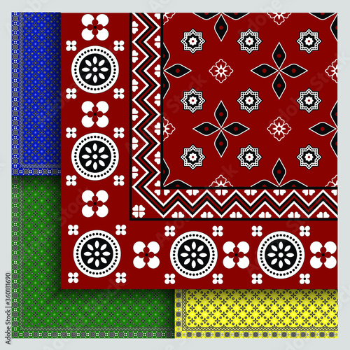 Ajrak Shawl - Sindhi Culture Fabric Pattern - Traditional Indus Valley wardrobe - print ready format. 