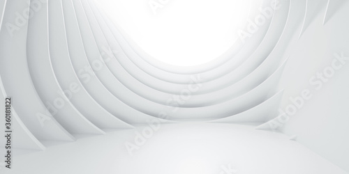 Abstract Architecture Background. 3d Illustration of White Circular Building. Modern Geometric Wallpaper. Futuristic Technology Design © Anton