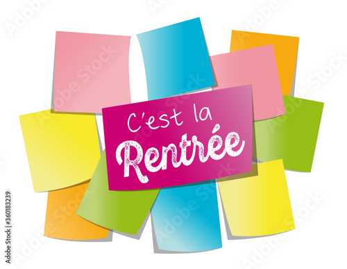 Rentrés scolaire, achat fournitures scolaires, mélange de post-it, et de notes colorées
