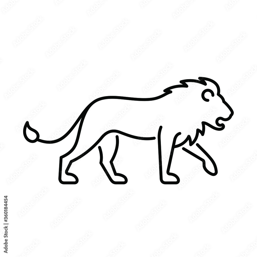 Obraz premium Lion vector icon. Wild animal, African savannah fauna.
