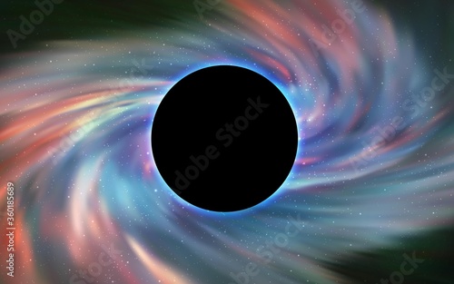 Light Green vector texture with a black hole, galaxy. Illustration with colorful milky way stars and a black hole. Black Friday design for ads, commercials.
