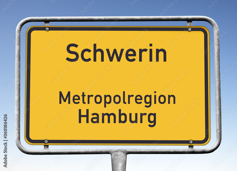 Ortswerbeschild Schwerin, Metropolregion Hamburg (Symbolbild)