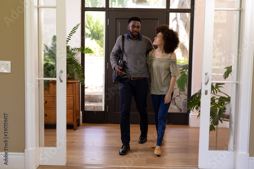 Mixed race couple enjoying their time at home together