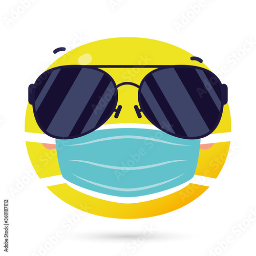 emoji face using medical mask funny character