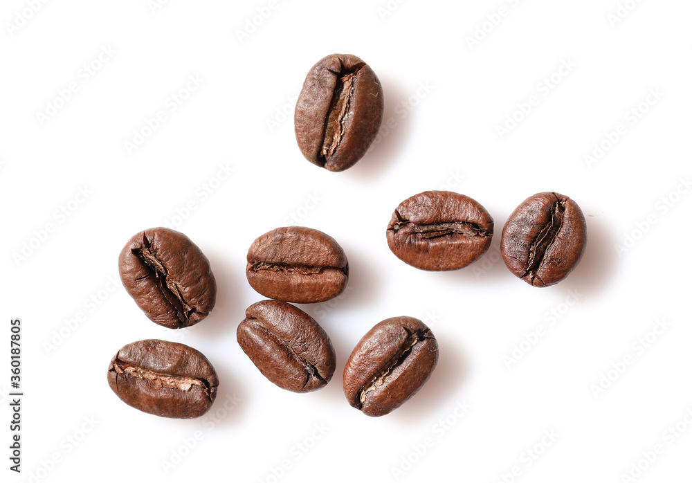 Group of coffee beans isolated on white background Group of coffee beans isolated on white background