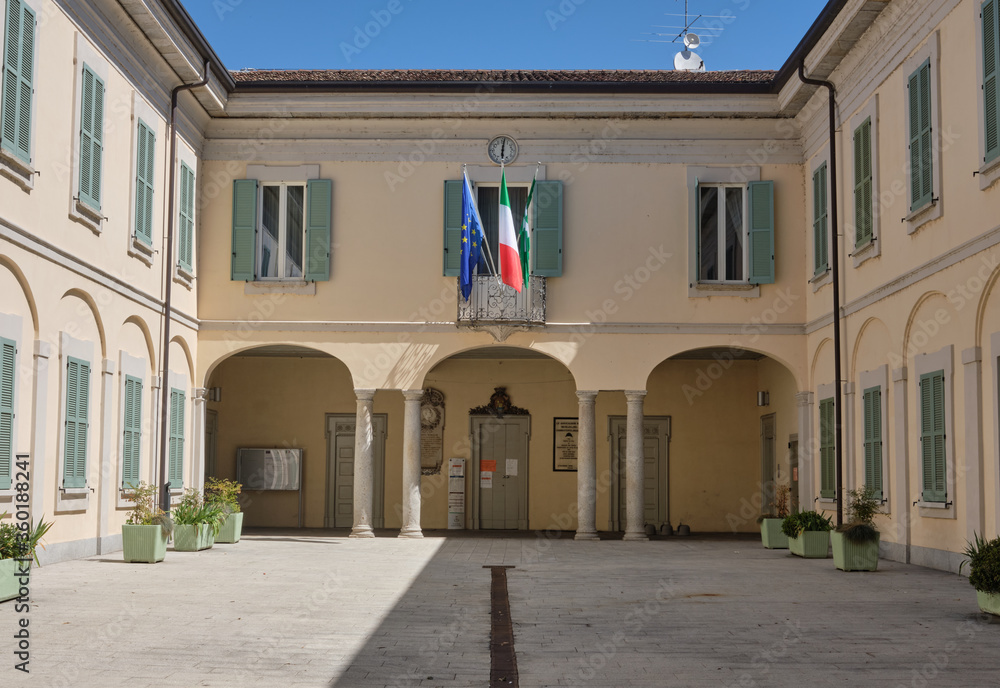 Cassano d'Adda, Historic building hosting the town - Lombardy, Italy.